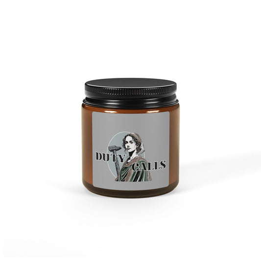 Biblical Portrait Amber Soy Candle — "Duty Calls" Scented Jar (Multi-Size)