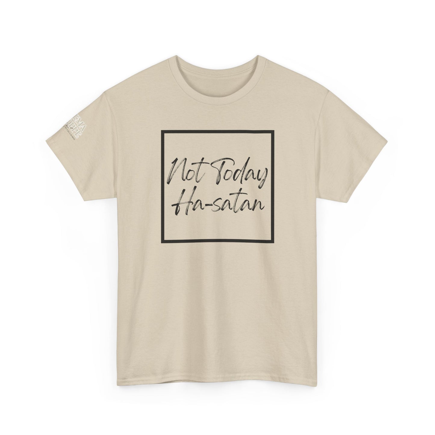 "Not Today Ha-satan" Cotton Tee Minimal Script Graphic Tee