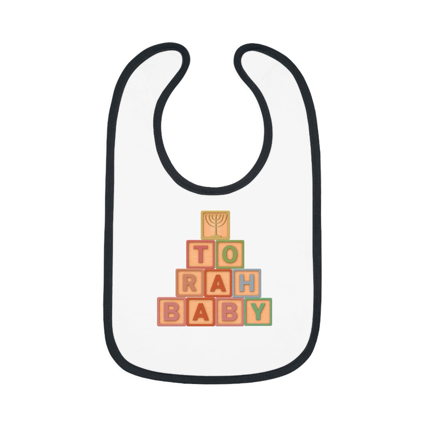 Torah Baby Menorah Blocks- Baby Contrast Trim Jersey Bib