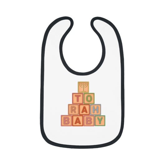 Torah Baby Menorah Blocks- Baby Contrast Trim Jersey Bib