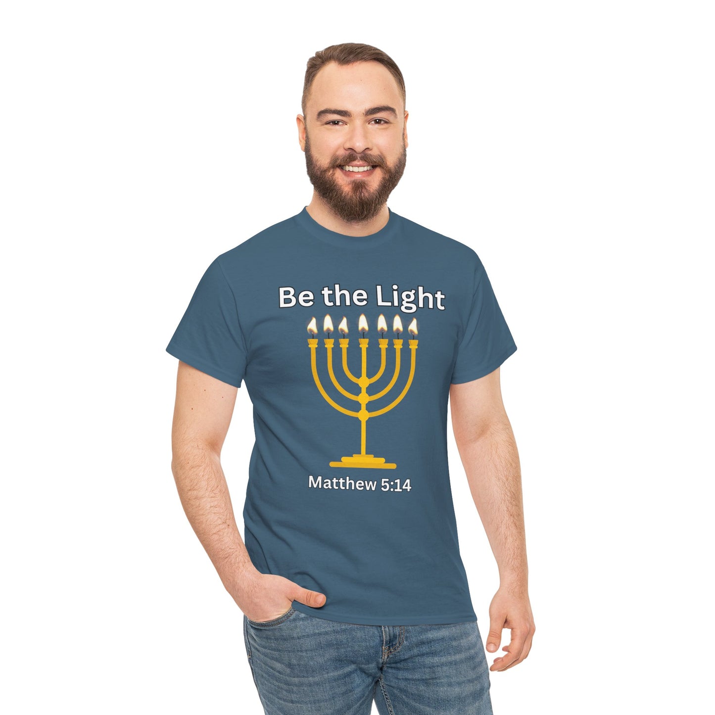 Be the Light Menorah: Unisex Heavy Cotton Tee Matthew 5:14