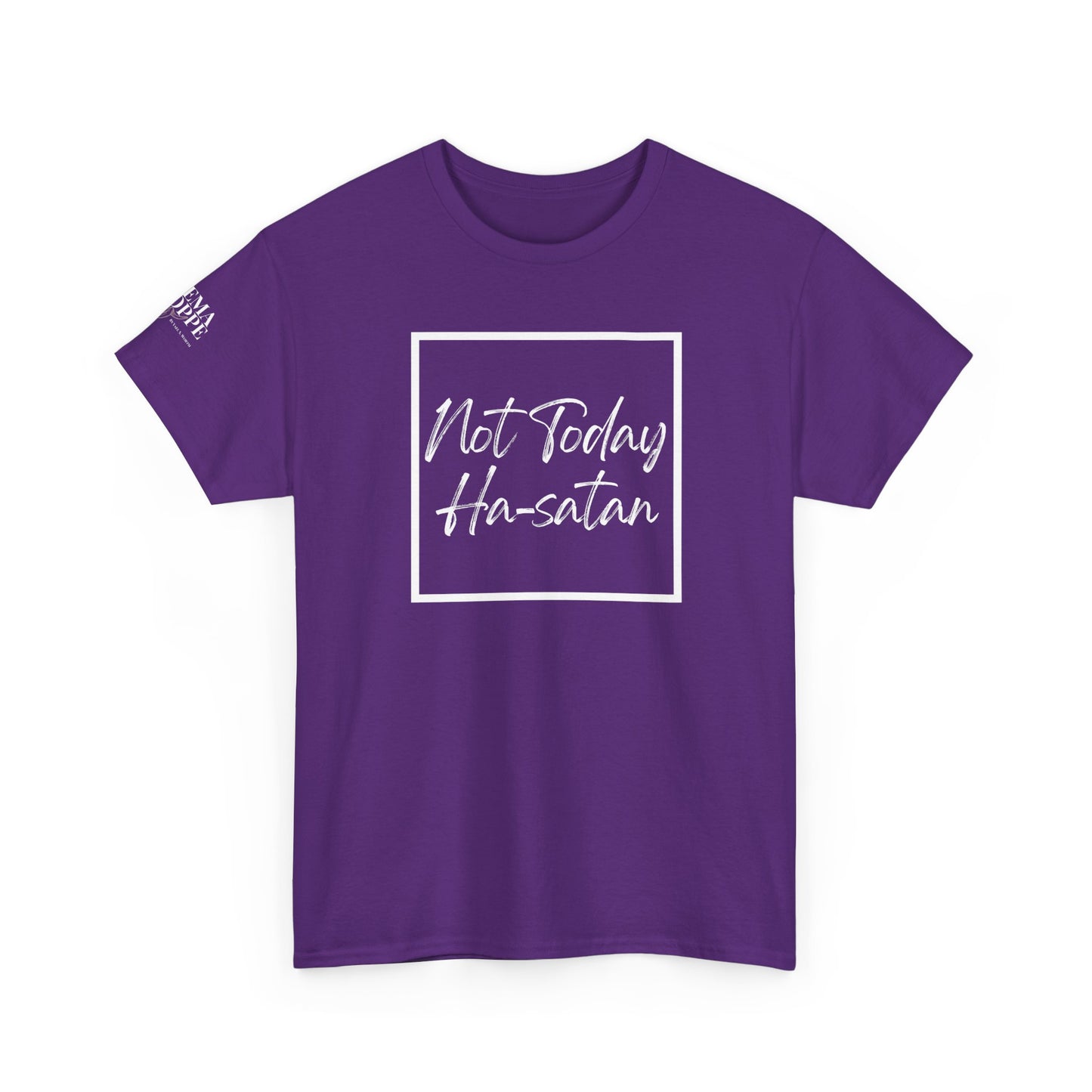"Not Today Ha-satan" Cotton Tee Minimal Script Graphic Tee
