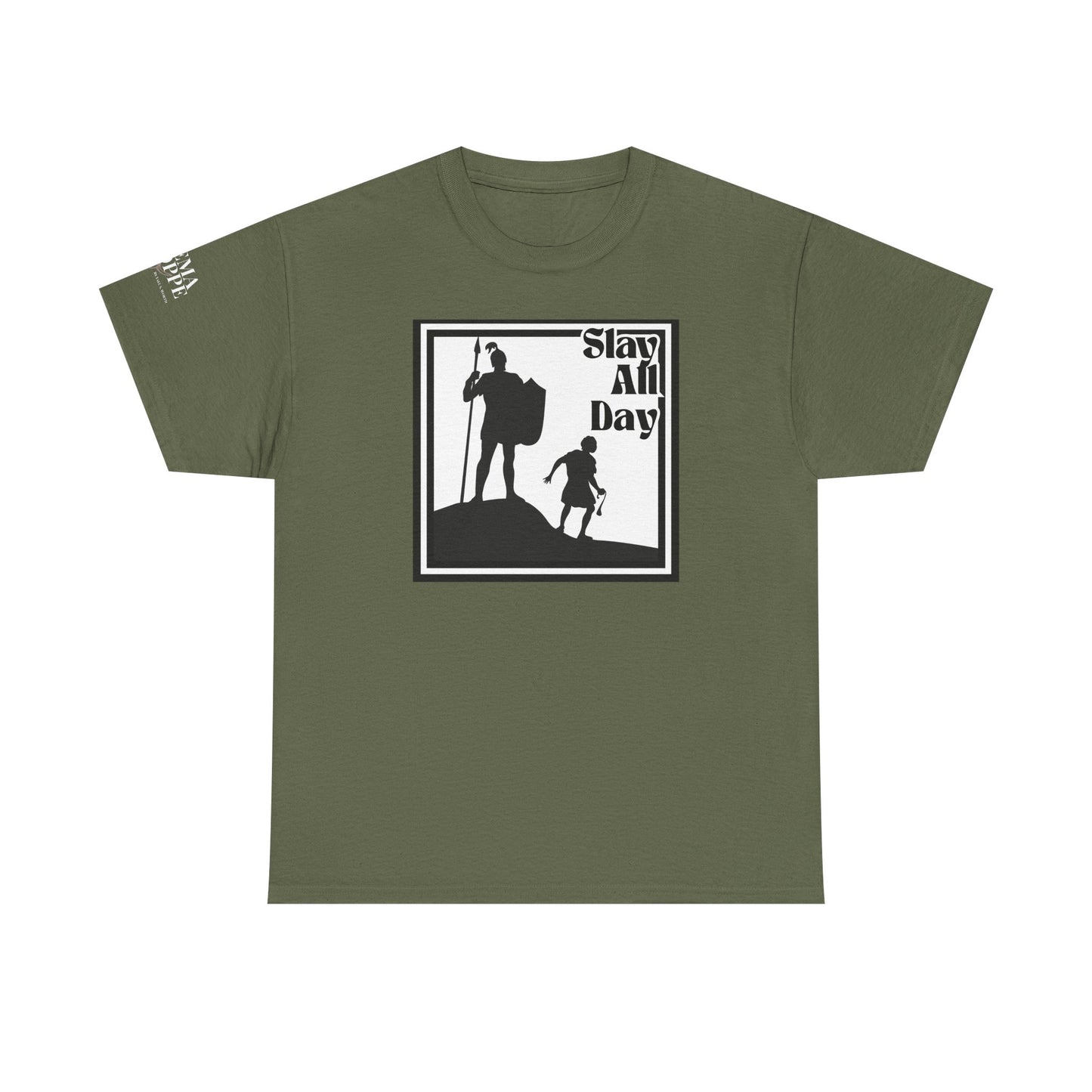Slay All Day David and Goliath Unisex Heavy Cotton T-Shirt Biblical Humor Tee