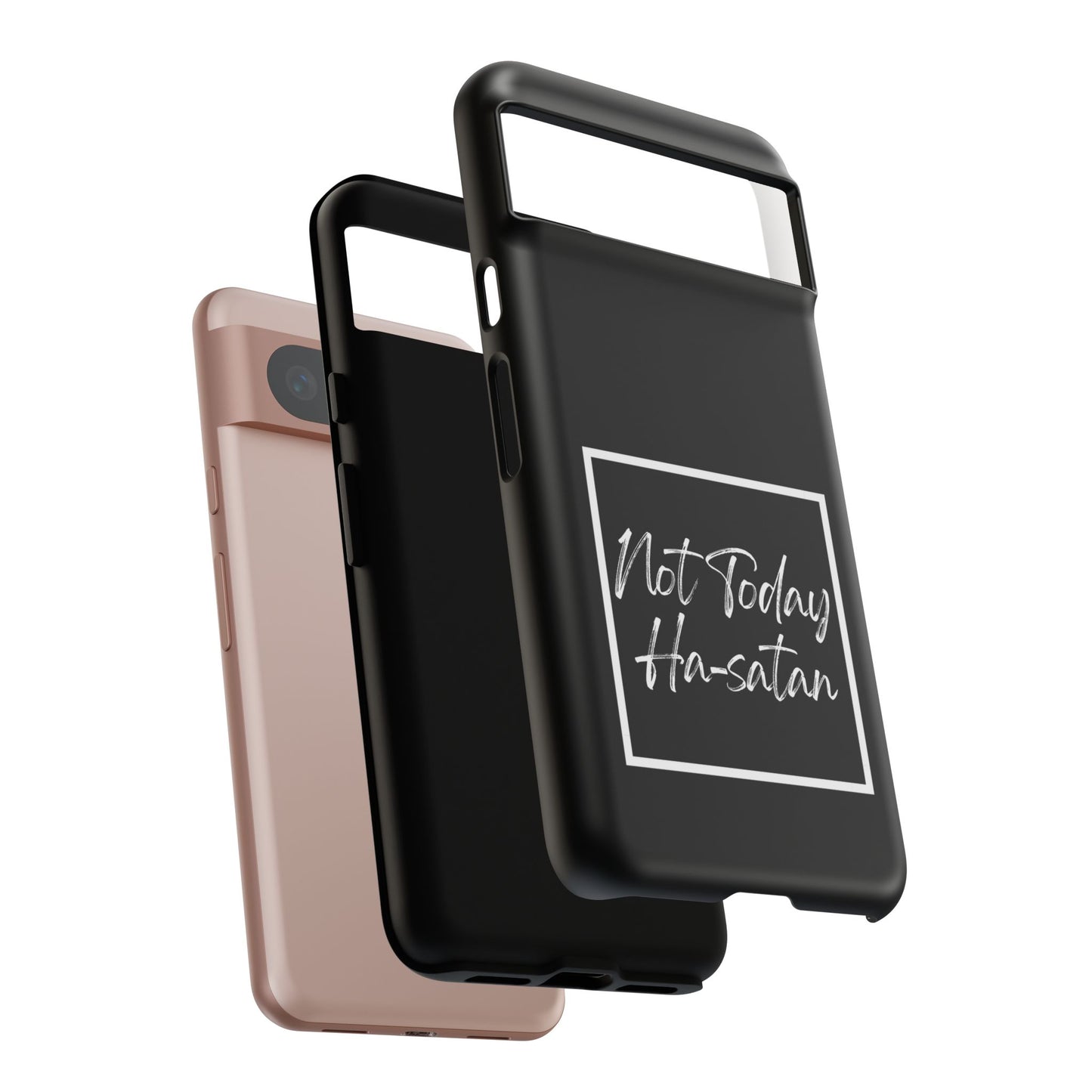 Phone Case- “Not Today Ha-satan” Black Tough Protective Cover Hebrew Humor