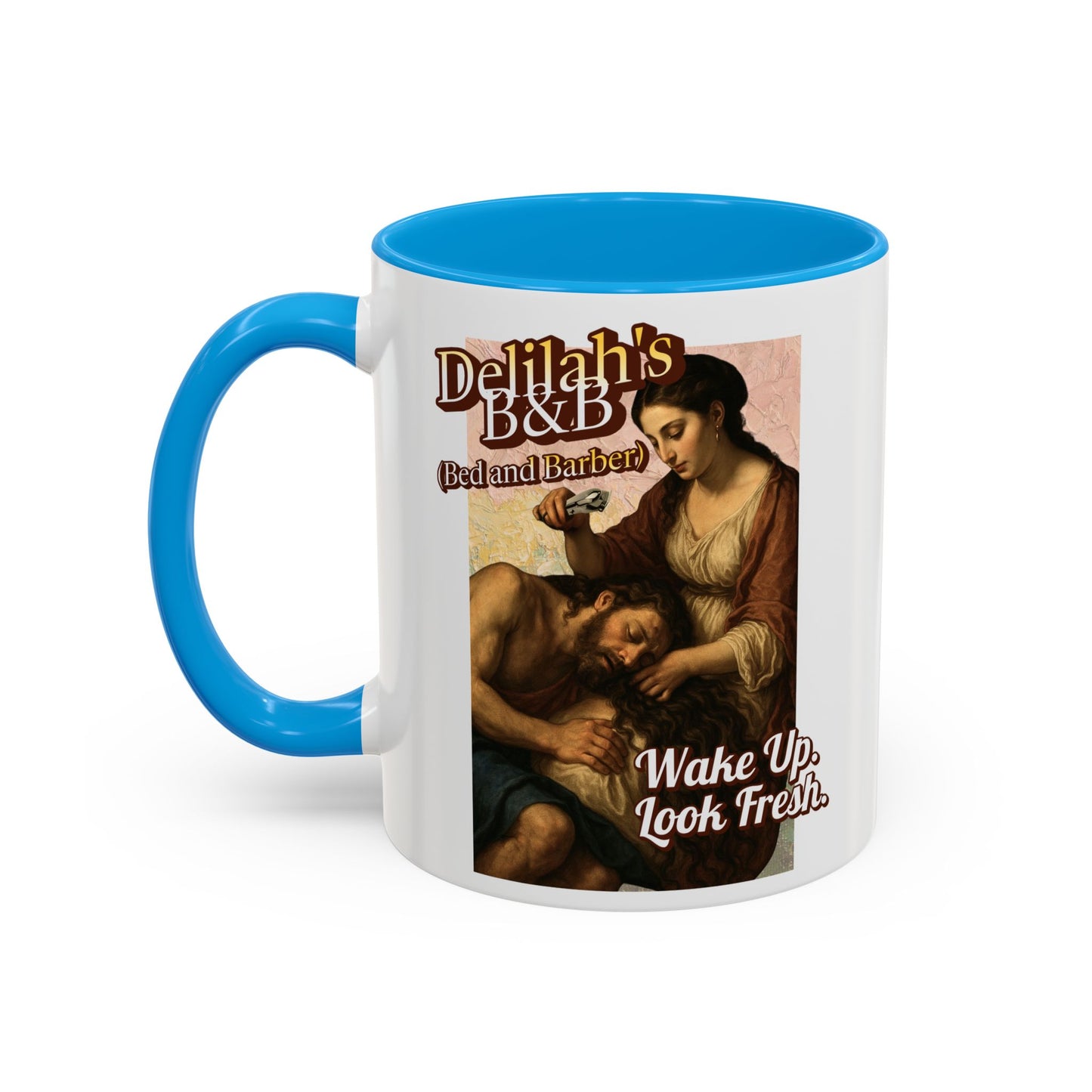 Funny Vintage Sampson Delilah's B&B Coffee Mug Bible Humor