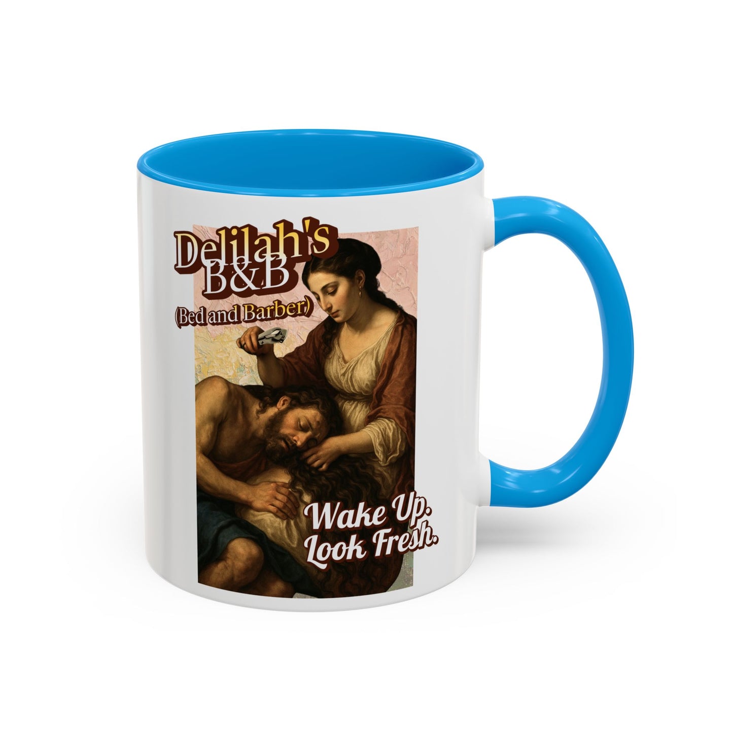 Funny Vintage Sampson Delilah's B&B Coffee Mug Bible Humor