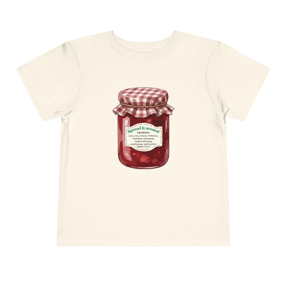 Fruit Of The Spirit "Spread it around" Jam Jar Toddler Tee — Cute Fruit Preserves Graphic Shirt For Bible Kids