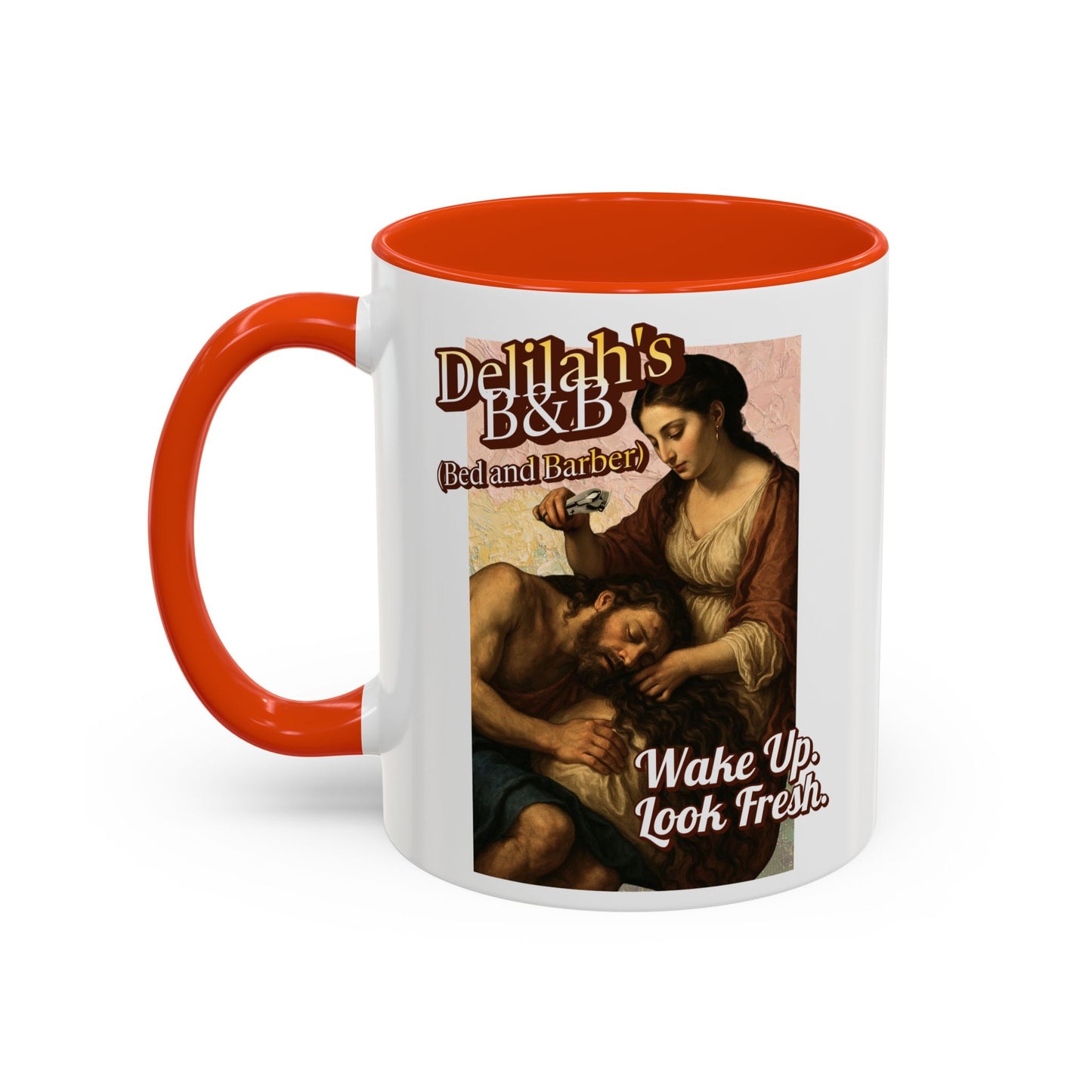 Funny Vintage Sampson Delilah's B&B Coffee Mug Bible Humor