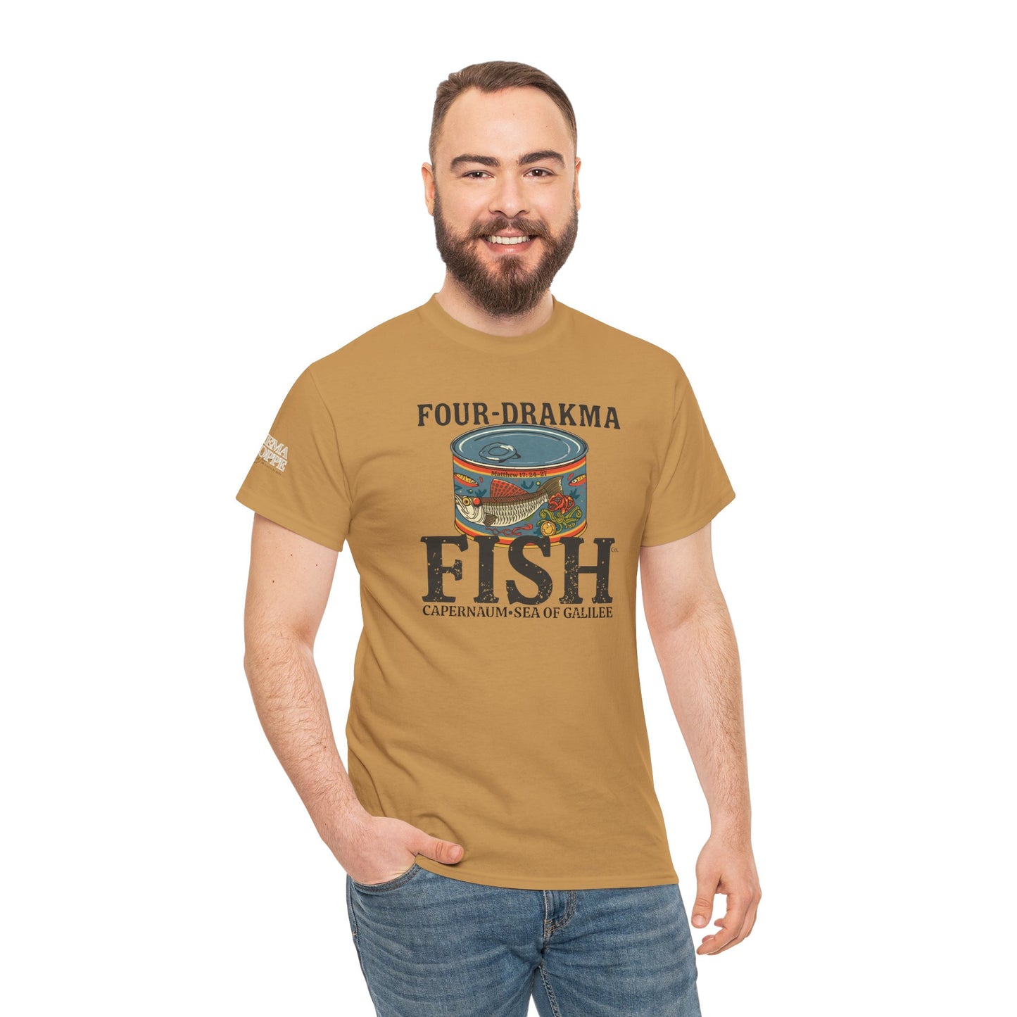 Vintage Four-Drachma Fish Co Matthew 17:24-27 Unisex Tee for Fishermen and Bible Enthusiasts