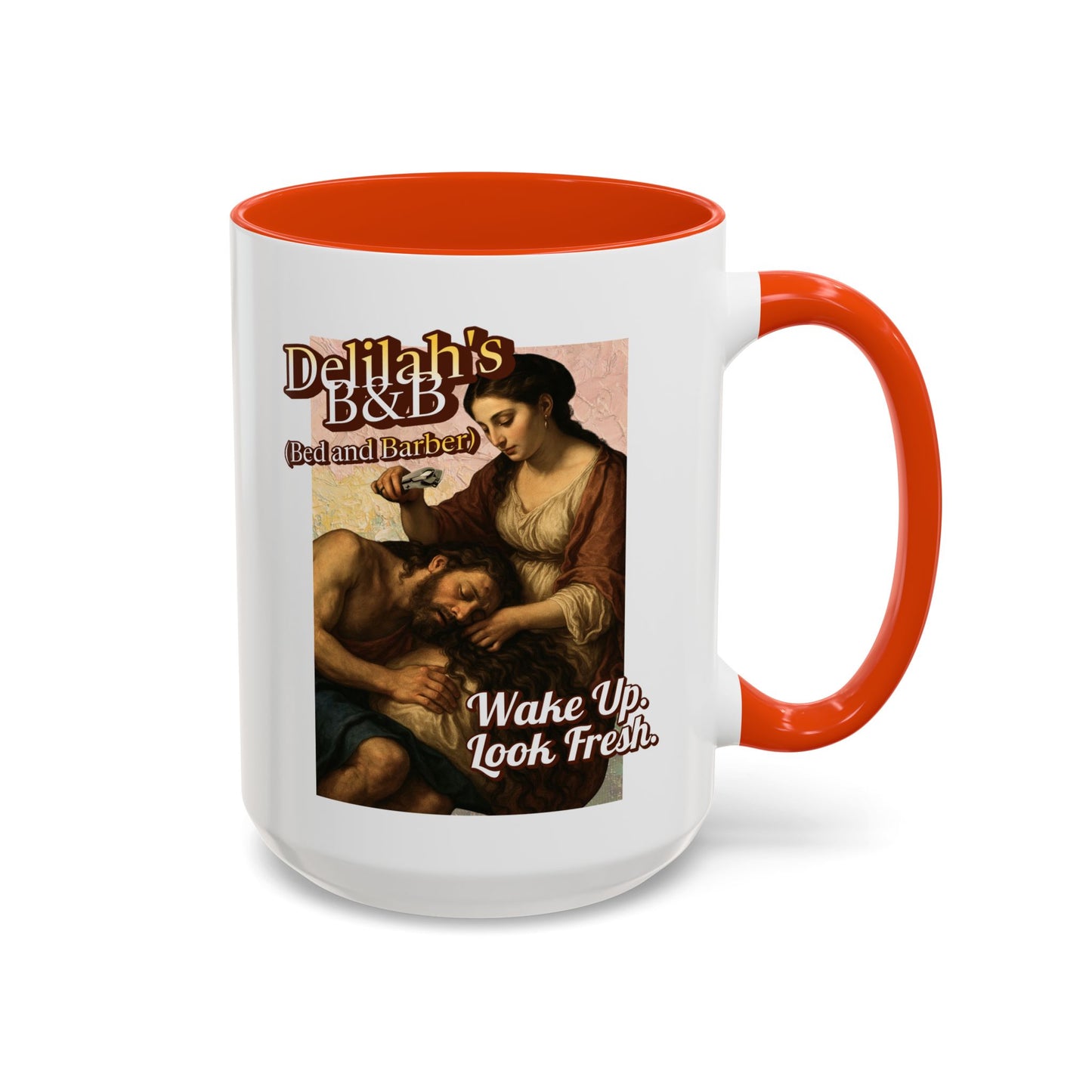 Funny Vintage Sampson Delilah's B&B Coffee Mug Bible Humor
