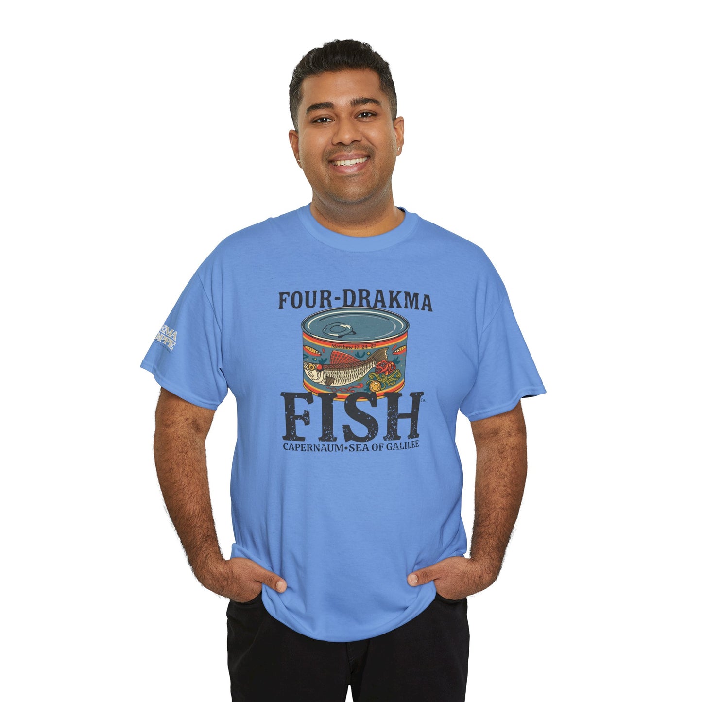 Vintage Four-Drachma Fish Co Matthew 17:24-27 Unisex Tee for Fishermen and Bible Enthusiasts