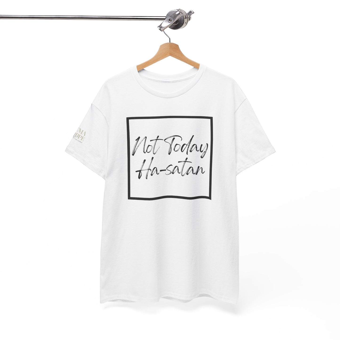 "Not Today Ha-satan" Cotton Tee Minimal Script Graphic Tee