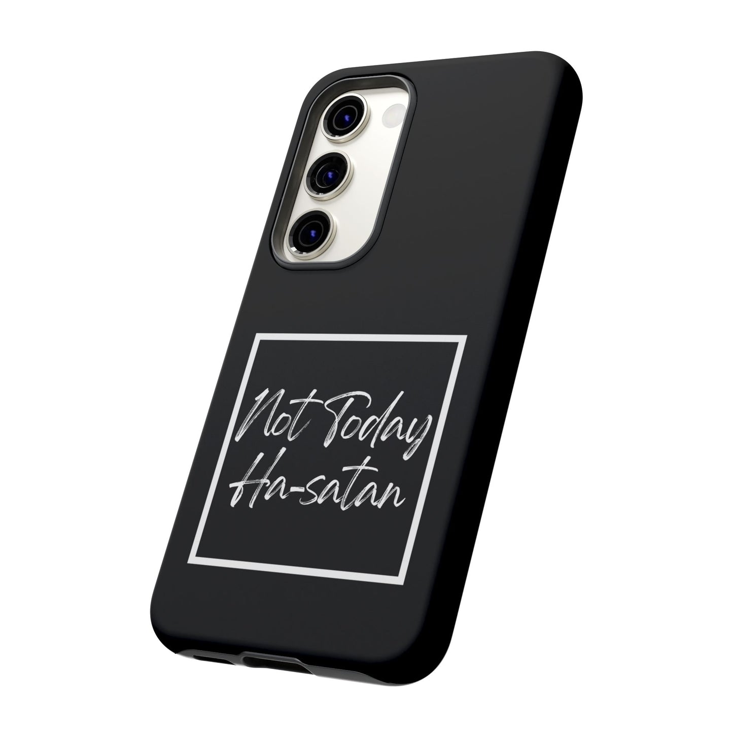 Phone Case- “Not Today Ha-satan” Black Tough Protective Cover Hebrew Humor