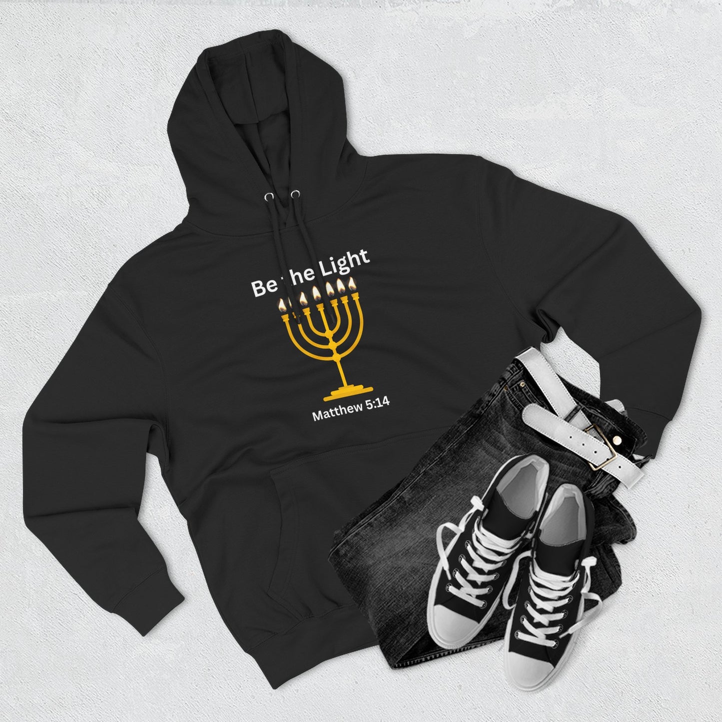 Be The Light Menorah Three-Panel Fleece Hoodie