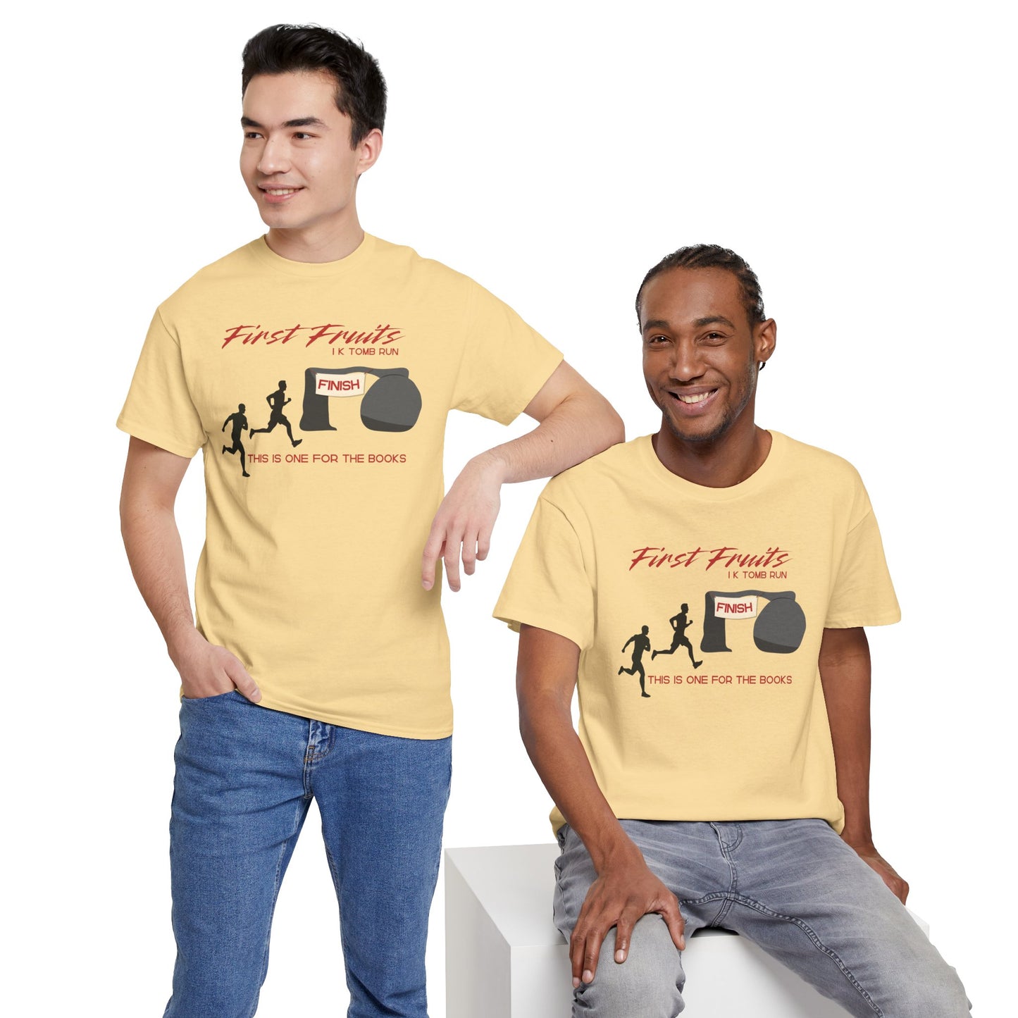 First Fruits 1k Tomb Run Unisex Tee - Funny Biblical Design
