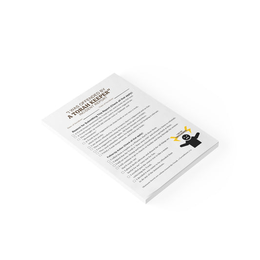 Incident Report Post-it® Note Pad — "I Was Offended by a Torah Keeper" Novelty Sticky Notes