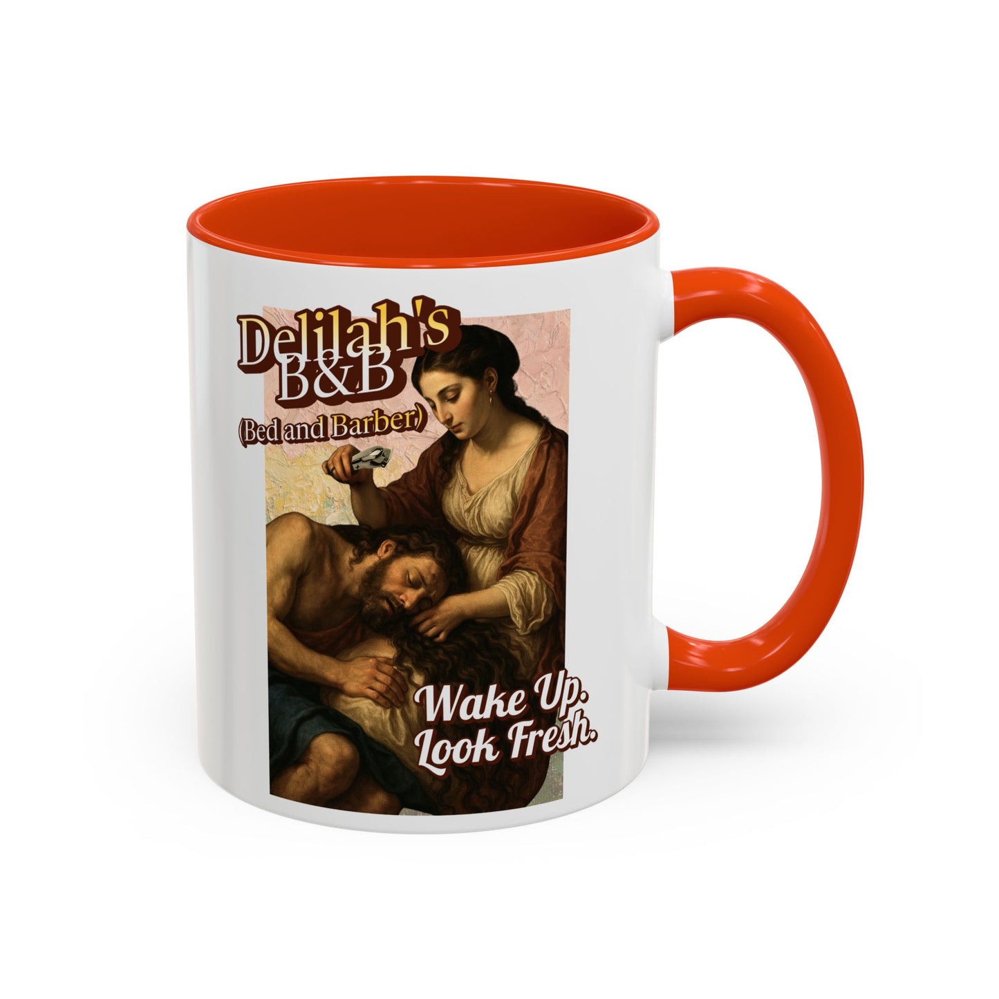 Funny Vintage Sampson Delilah's B&B Coffee Mug Bible Humor