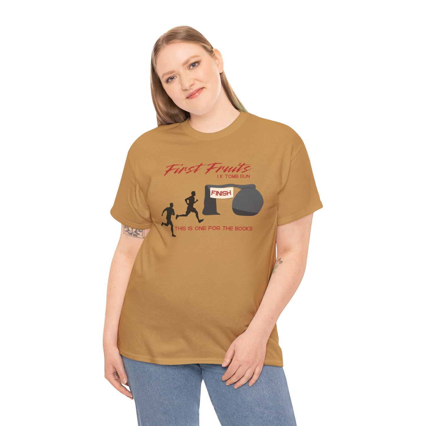 First Fruits 1k Tomb Run Unisex Tee - Funny Biblical Design