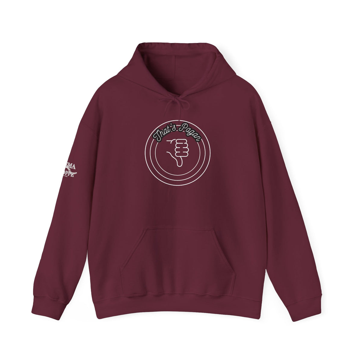 Thar's Pagan Thumbs Down Circle Hoodie — Retro Grunge Anti-Approval Graphic Sweatshirt