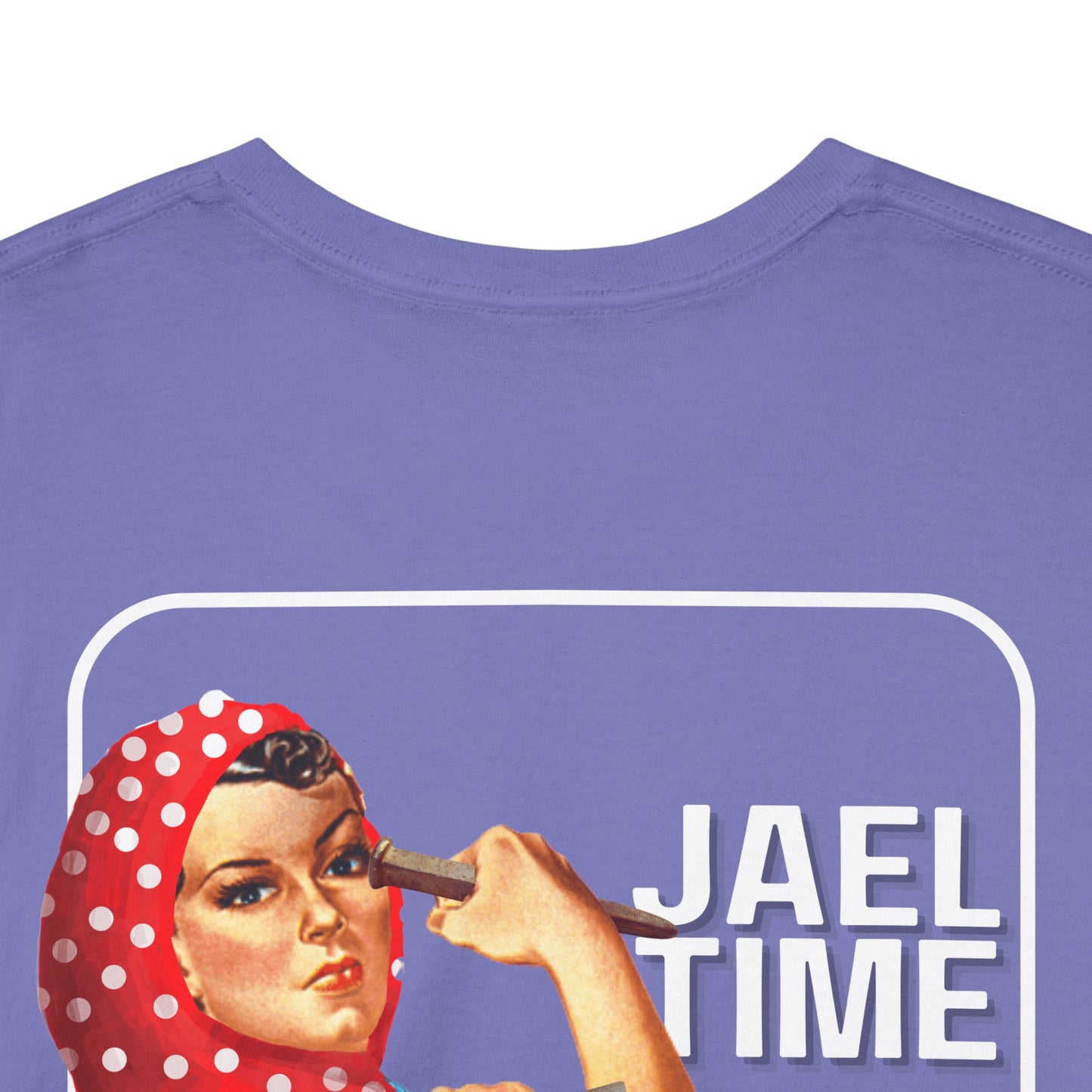 'Jael Time' Humorous Bible Story T-Shirt with Tent Peg and Hammer Design Cotton Tee