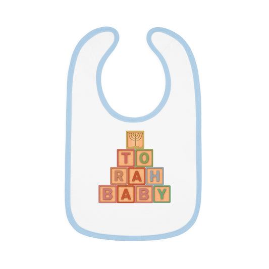 Torah Baby Menorah Blocks- Baby Contrast Trim Jersey Bib