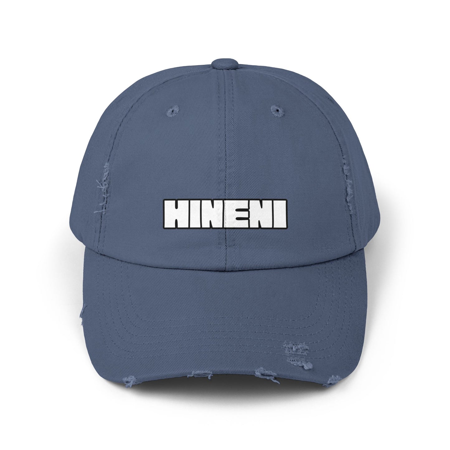 Hineni (Hebrew for "here I am")  Distressed Cap with 'Hineni' | Casual Streetwear Hat, Daily Accessory, Gift for Him/Her, Trendy Cap