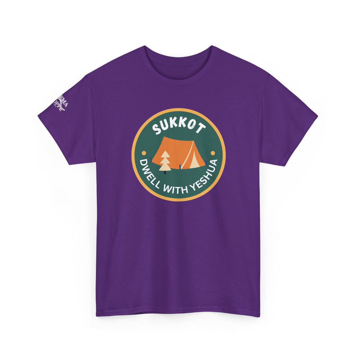 Sukkot Camping Tee — “Dwell With Yeshua” Biblical Feast T‑Shirt