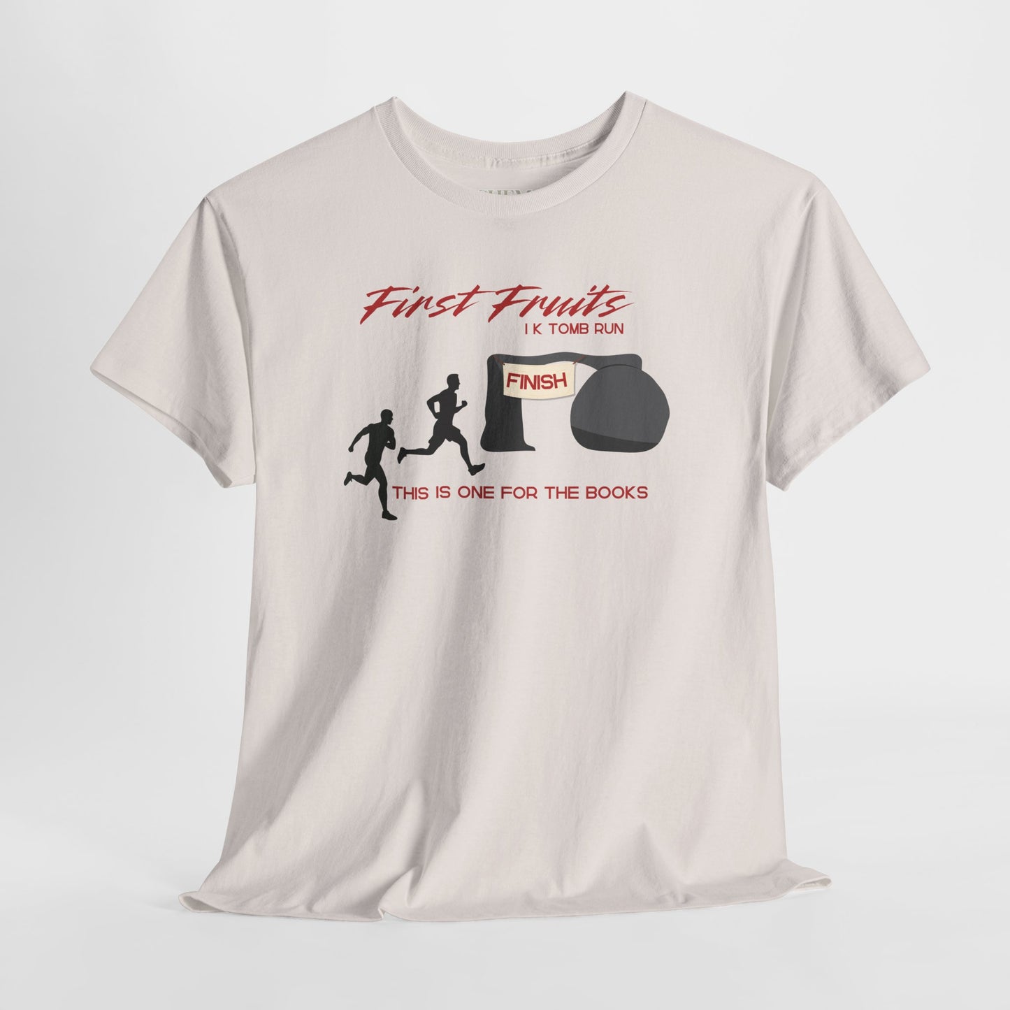 First Fruits 1k Tomb Run Unisex Tee - Funny Biblical Design
