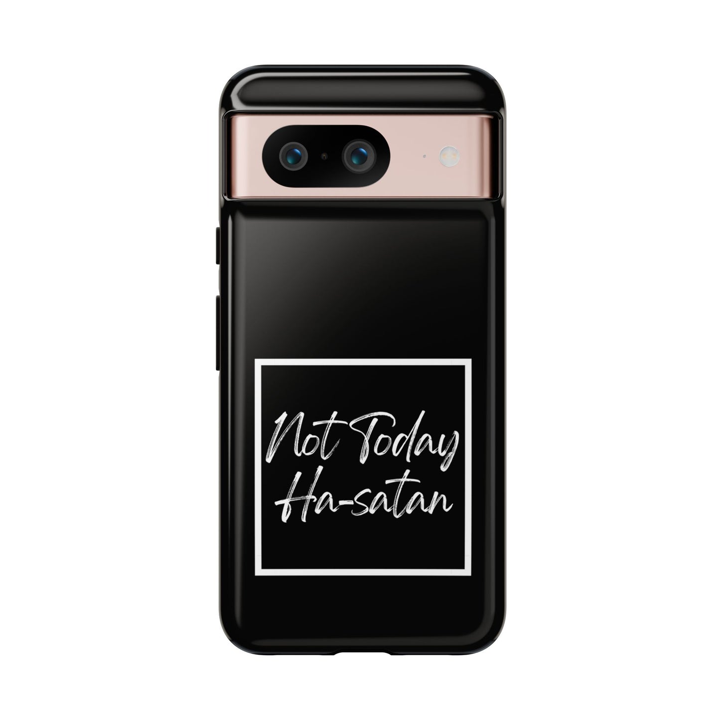 Phone Case- “Not Today Ha-satan” Black Tough Protective Cover Hebrew Humor