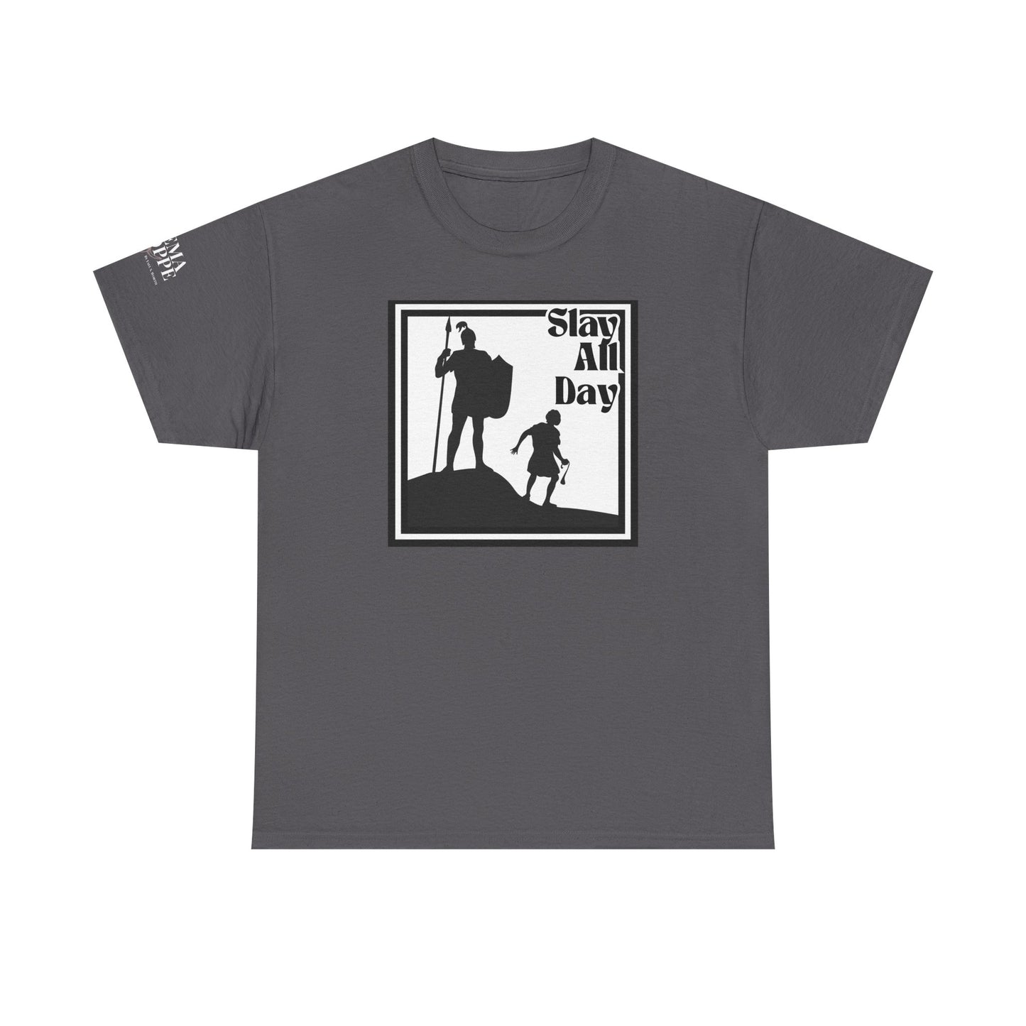 Slay All Day David and Goliath Unisex Heavy Cotton T-Shirt Biblical Humor Tee