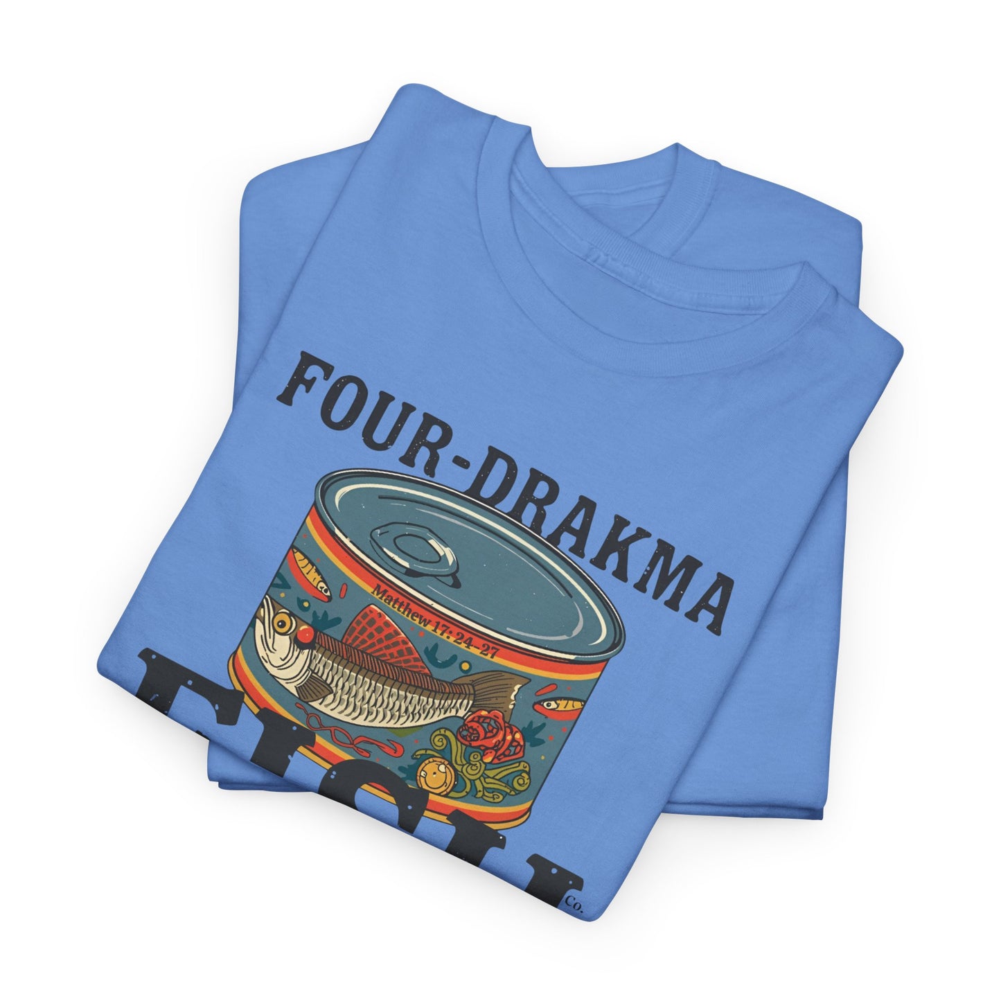 Vintage Four-Drachma Fish Co Matthew 17:24-27 Unisex Tee for Fishermen and Bible Enthusiasts