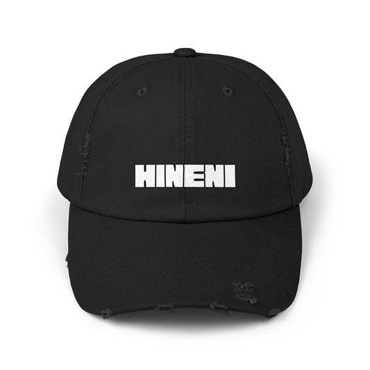 Hineni (Hebrew for "here I am")  Distressed Cap with 'Hineni' | Casual Streetwear Hat, Daily Accessory, Gift for Him/Her, Trendy Cap