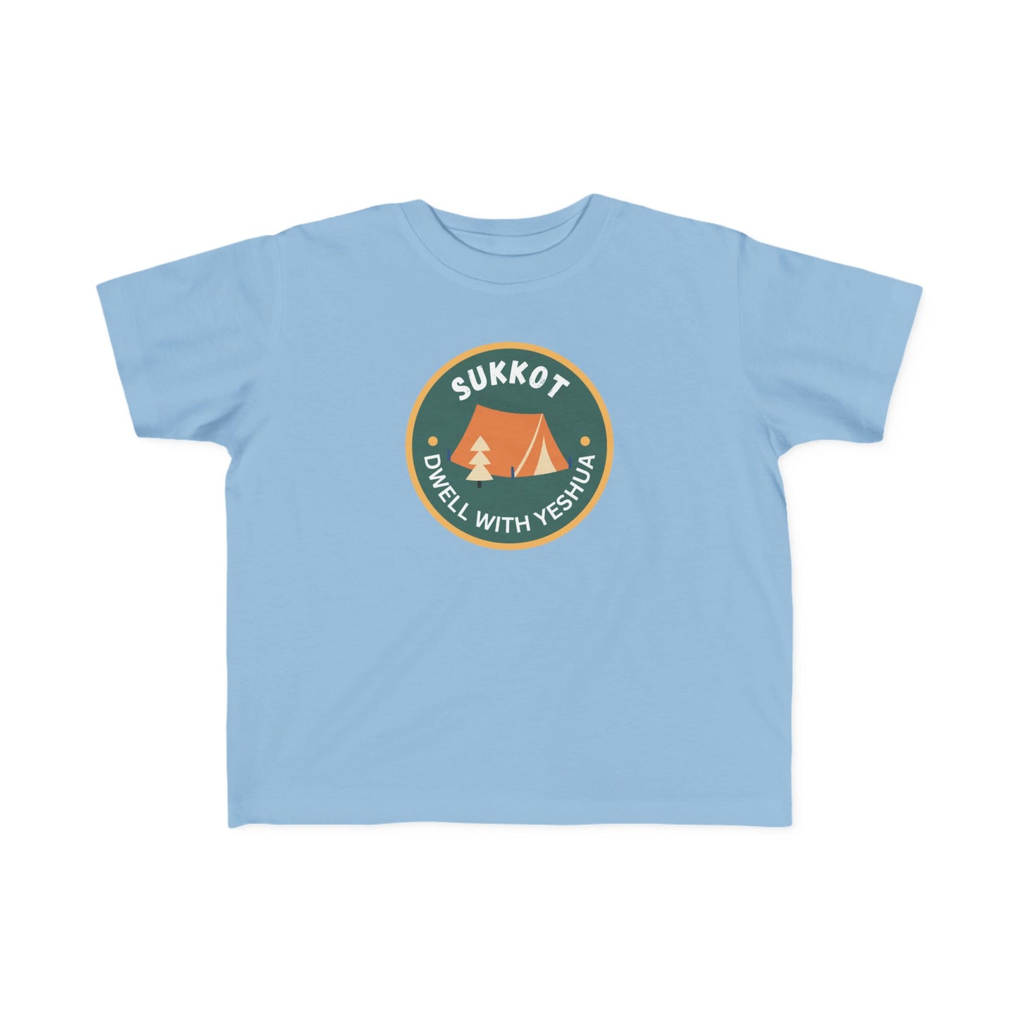 Sukkot Toddler Tee — “Dwell with Yeshua” Camping Badge (Canada)