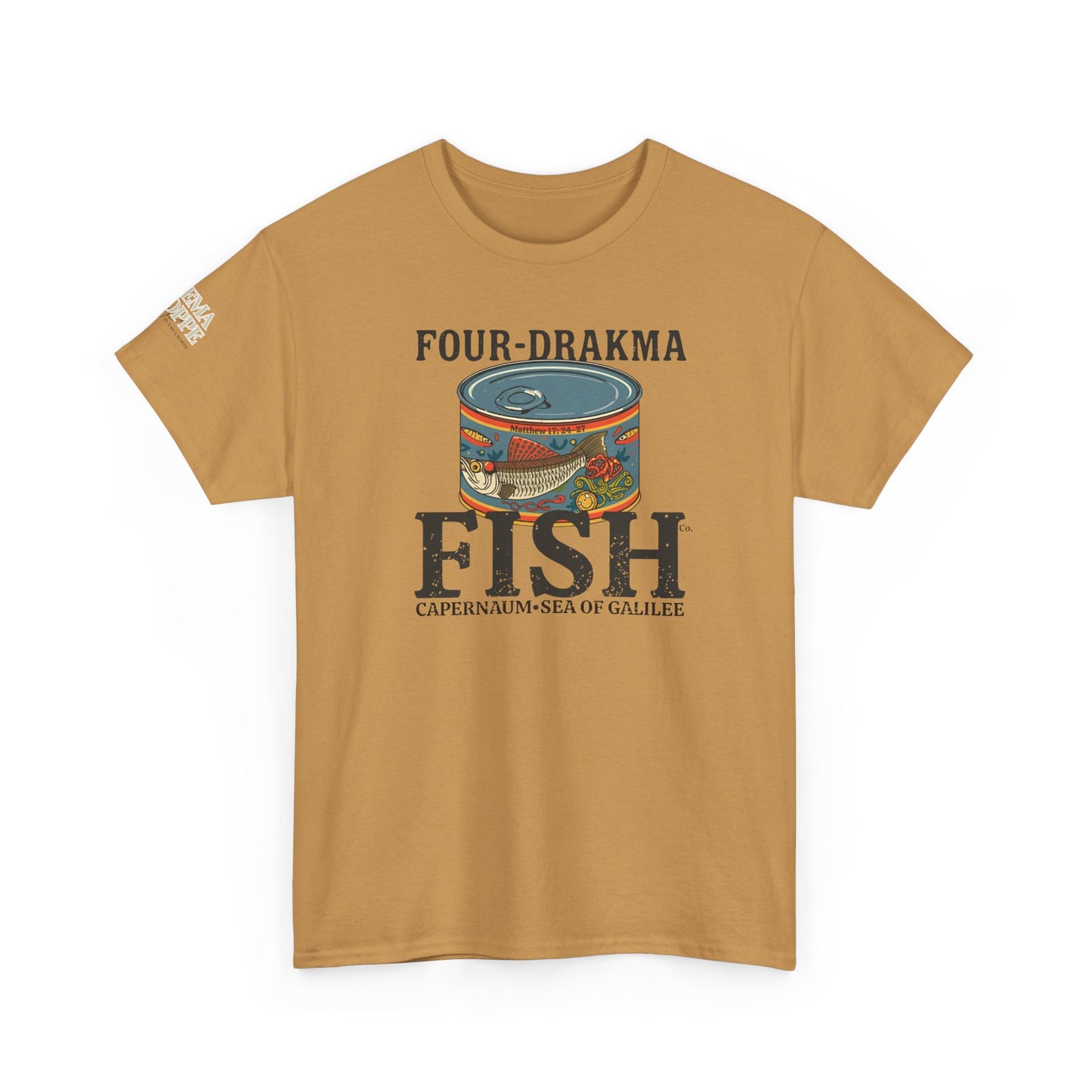 Vintage Four-Drachma Fish Co Matthew 17:24-27 Unisex Tee for Fishermen and Bible Enthusiasts