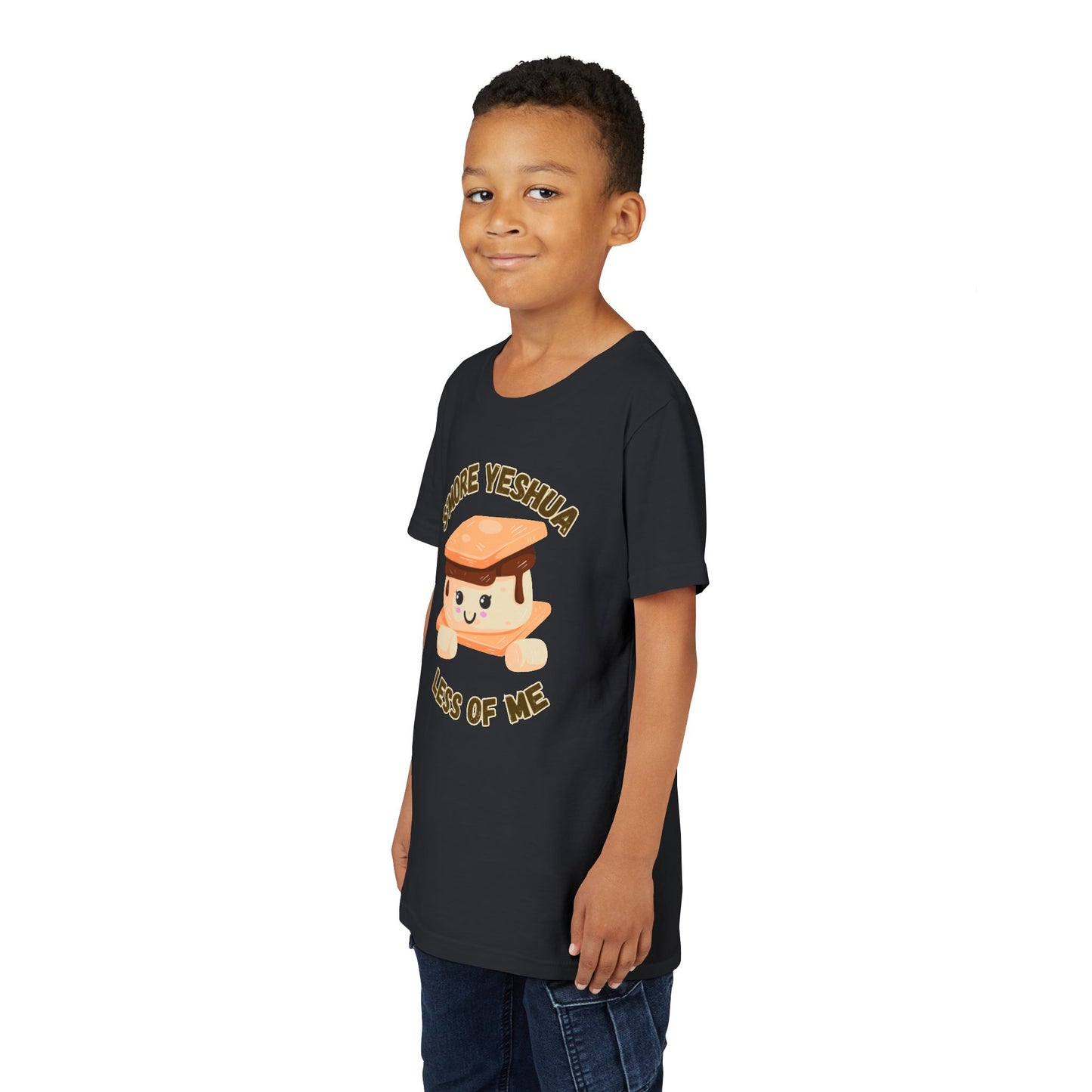 Youth T-Shirt - More Yeshua, Less of Me Shirt Cute S'mores for Sukkot