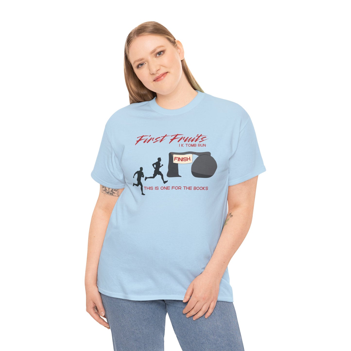 First Fruits 1k Tomb Run Unisex Tee - Funny Biblical Design