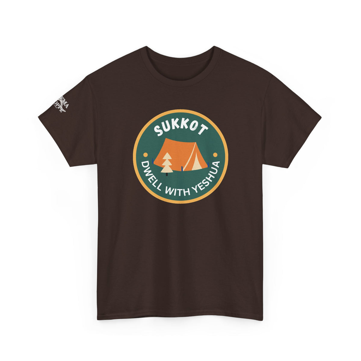 Sukkot Camping Tee — “Dwell With Yeshua” Biblical Feast T‑Shirt