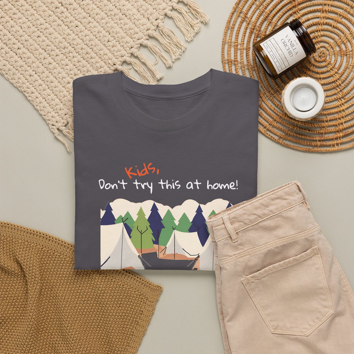 Kids, Don't Try This At Home Sukkot Shirt (dark colors)