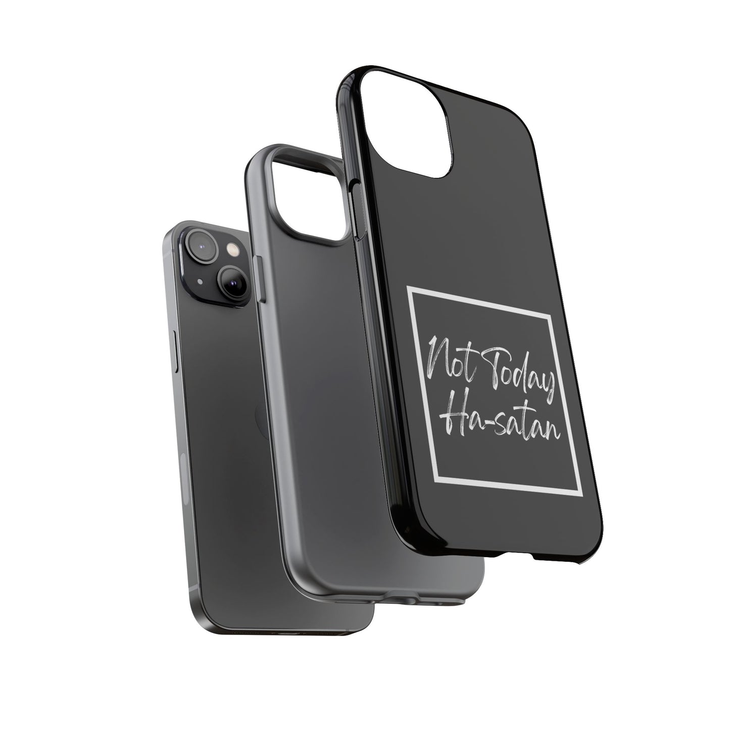 Phone Case- “Not Today Ha-satan” Black Tough Protective Cover Hebrew Humor