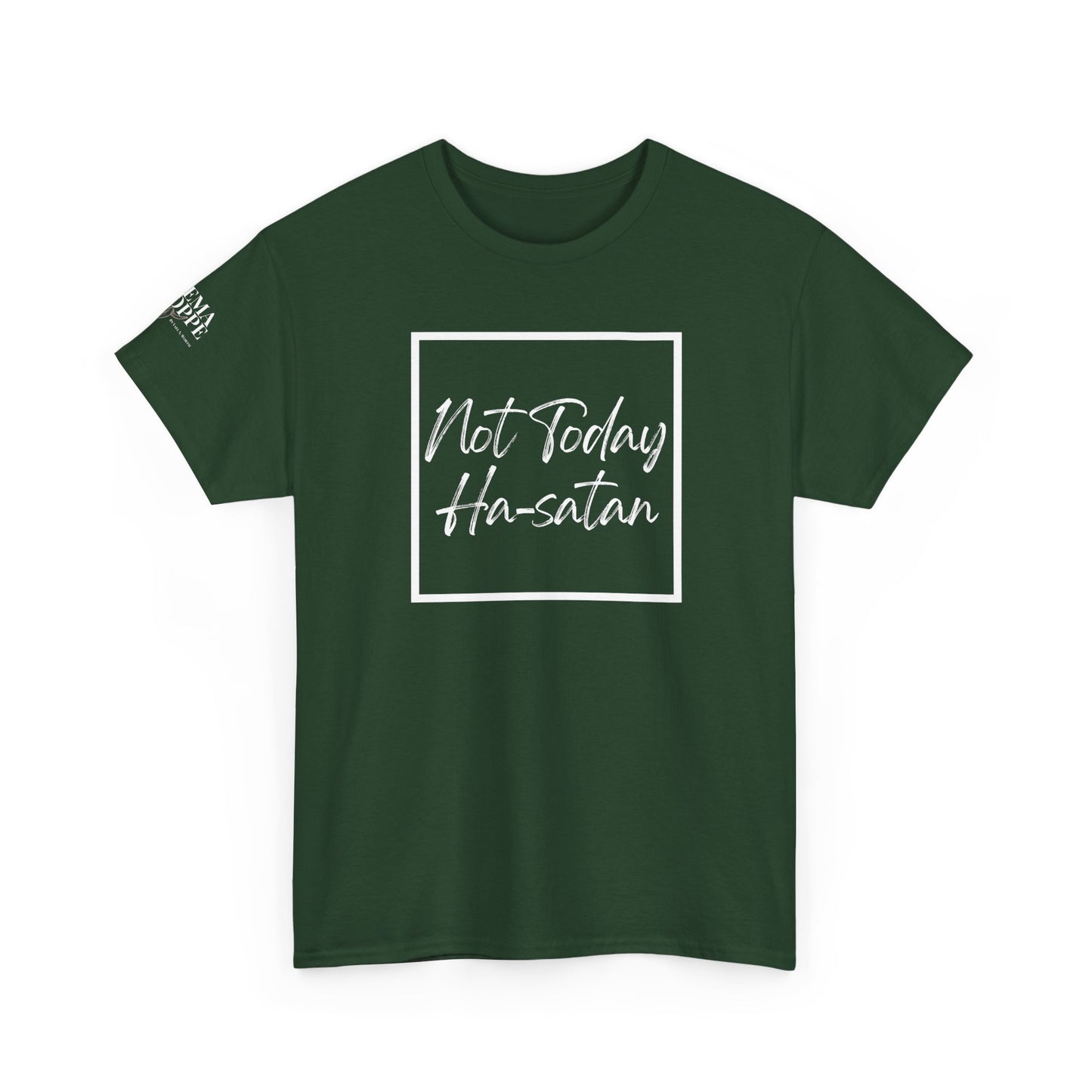 "Not Today Ha-satan" Cotton Tee Minimal Script Graphic Tee