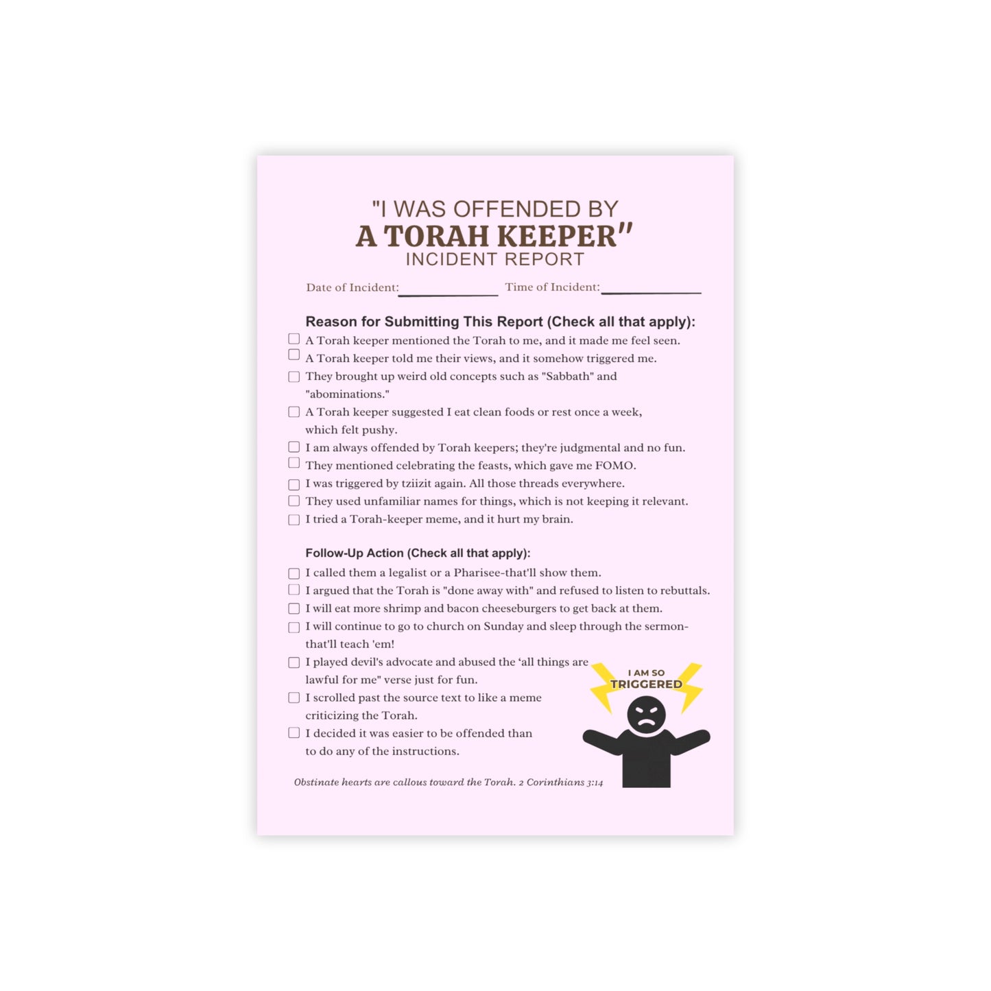 Incident Report Post-it® Note Pad — Pink Playful Office Memo for Logging Petty Grievances