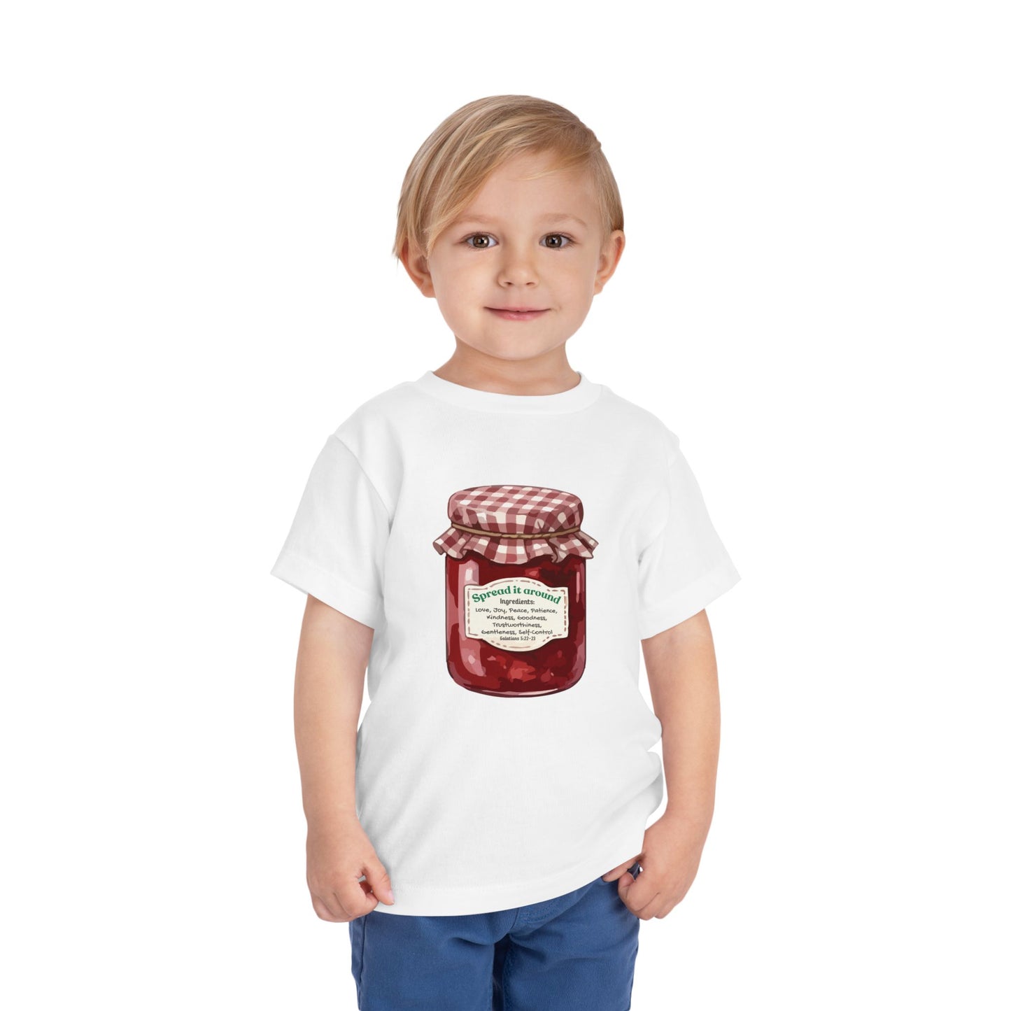 Fruit Of The Spirit "Spread it around" Jam Jar Toddler Tee — Cute Fruit Preserves Graphic Shirt For Bible Kids