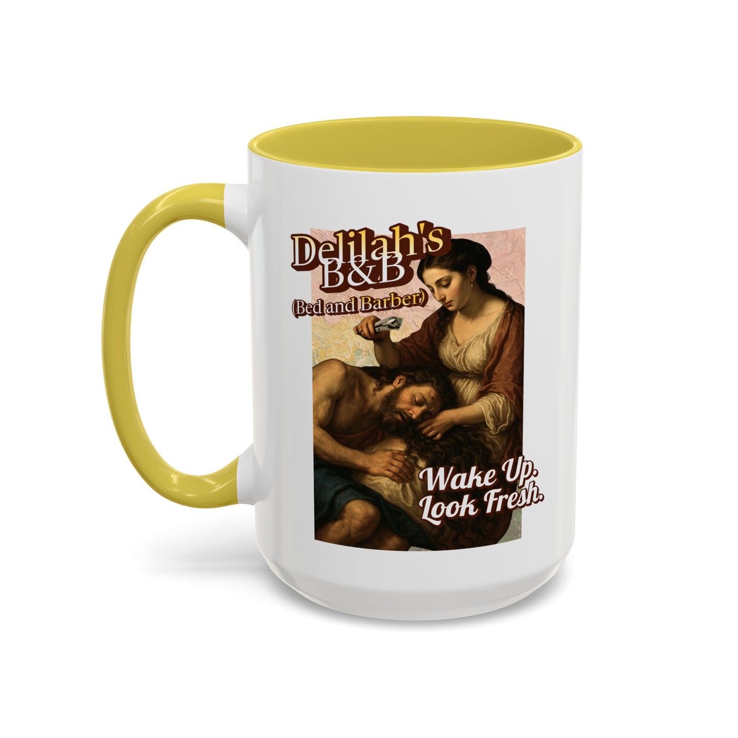 Funny Vintage Sampson Delilah's B&B Coffee Mug Bible Humor