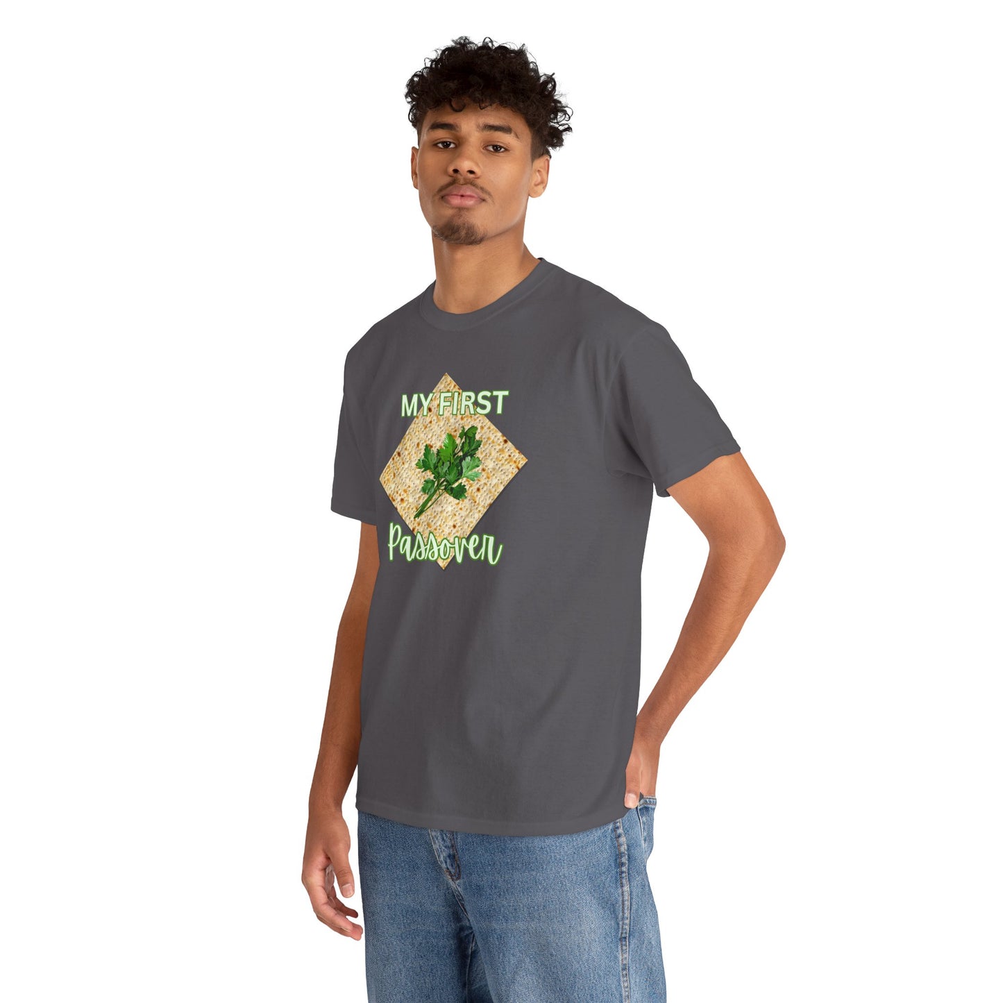 Adults My First Passover T‑Shirt — Seder Matzo & Parsley Pesach Tee