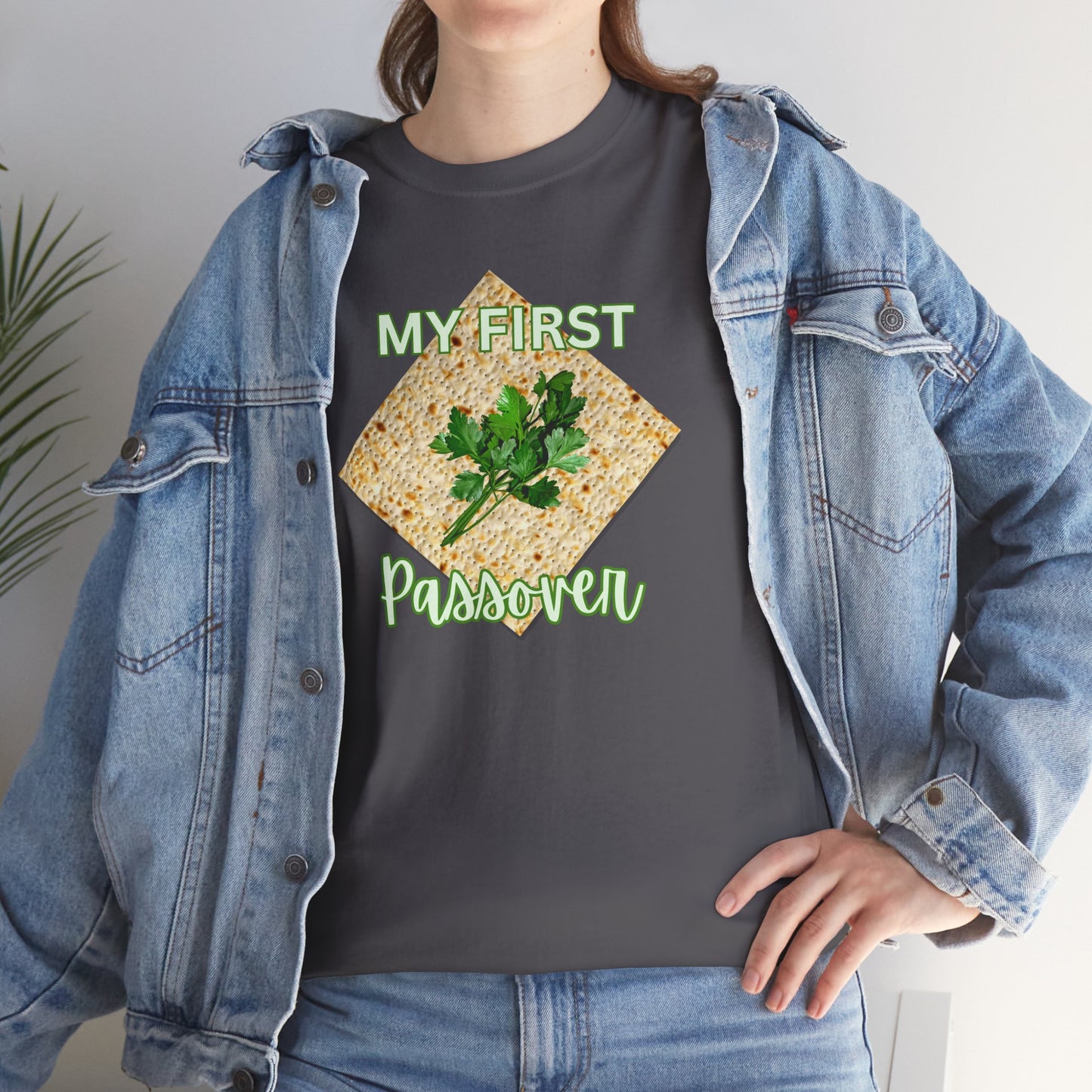 Adults My First Passover T‑Shirt — Seder Matzo & Parsley Pesach Tee