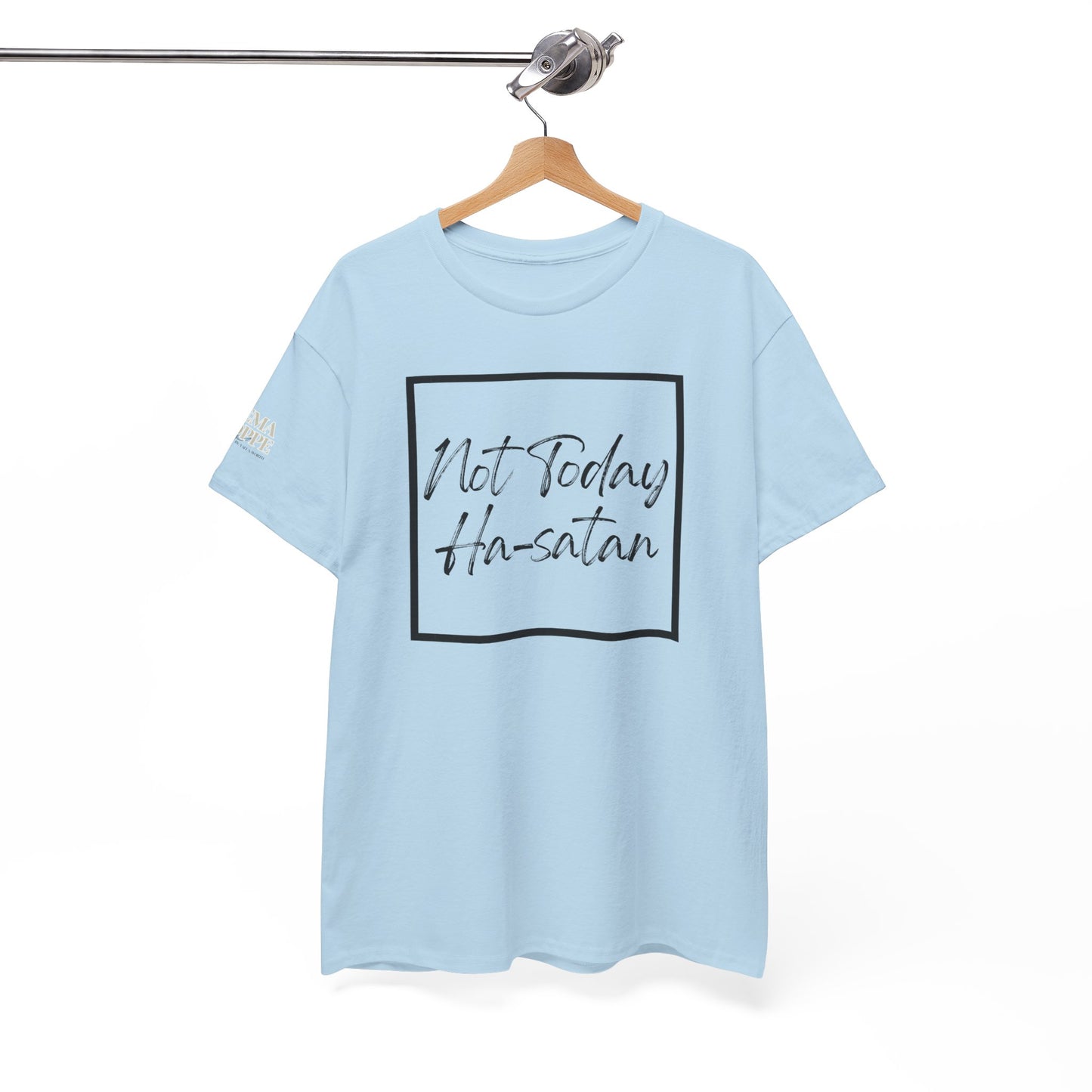 "Not Today Ha-satan" Cotton Tee Minimal Script Graphic Tee