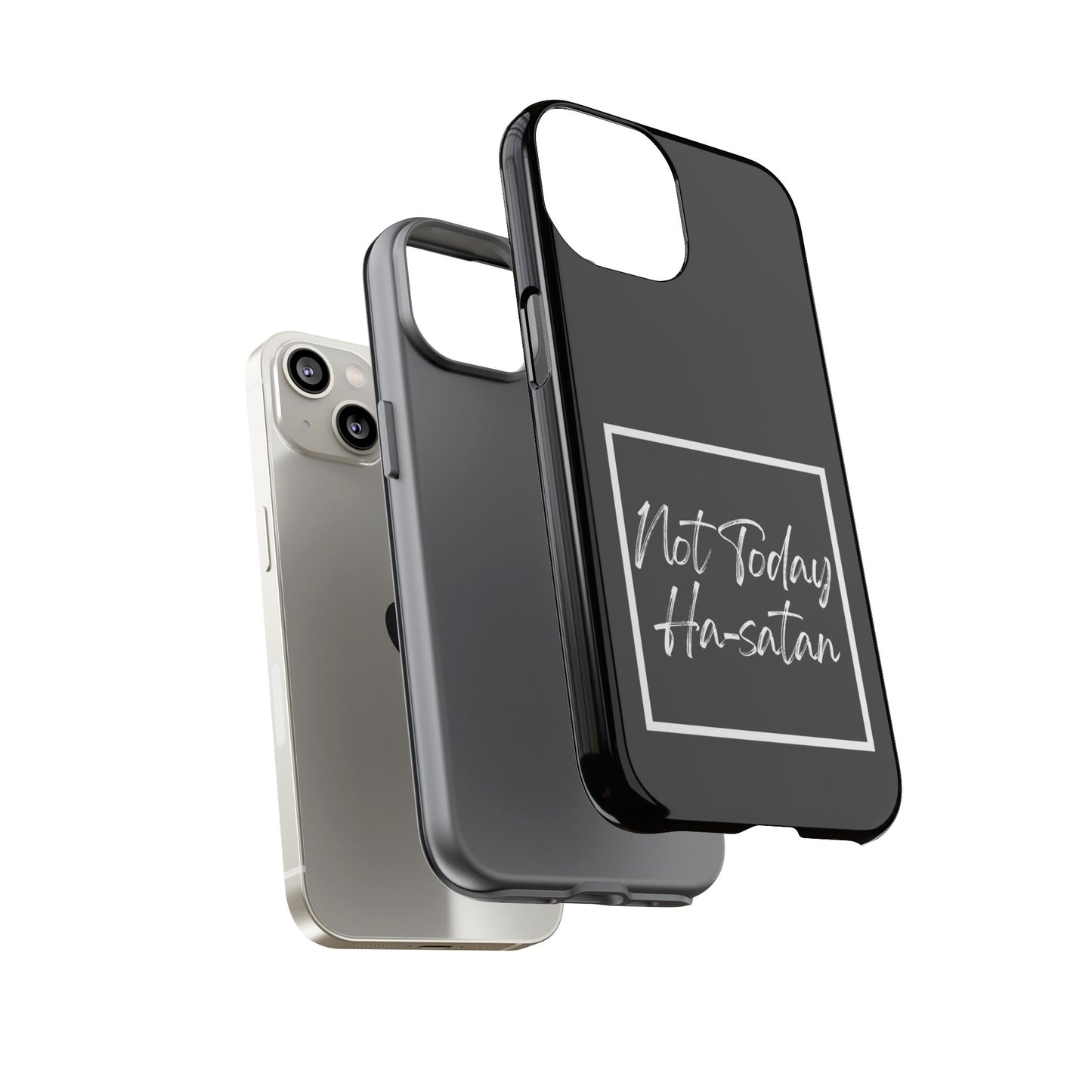 Phone Case- “Not Today Ha-satan” Black Tough Protective Cover Hebrew Humor