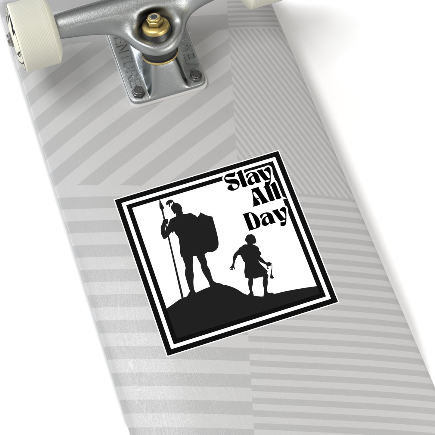Indoor Outdoor Square Stickers - Slay All Day - Motivational Decor, Warrior, David and Goliath, Gen Z, Gen A, Bible,  Faith