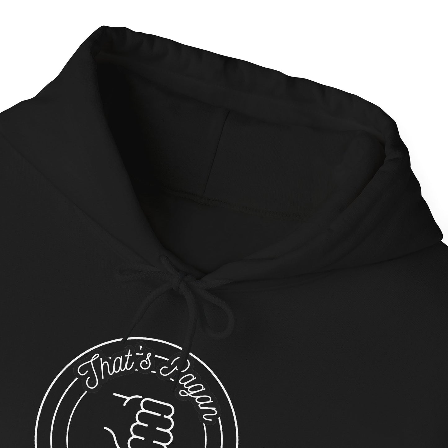 Thar's Pagan Thumbs Down Circle Hoodie — Retro Grunge Anti-Approval Graphic Sweatshirt