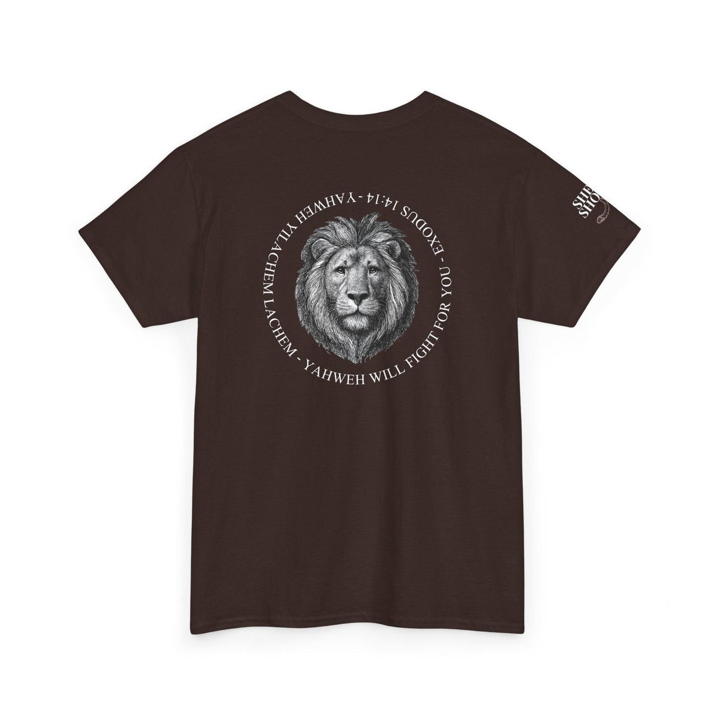 Hebrew Lion Tee — "Yahweh Yilachem Lachem" Inspirational Scripture Shirt Exodus 14:14